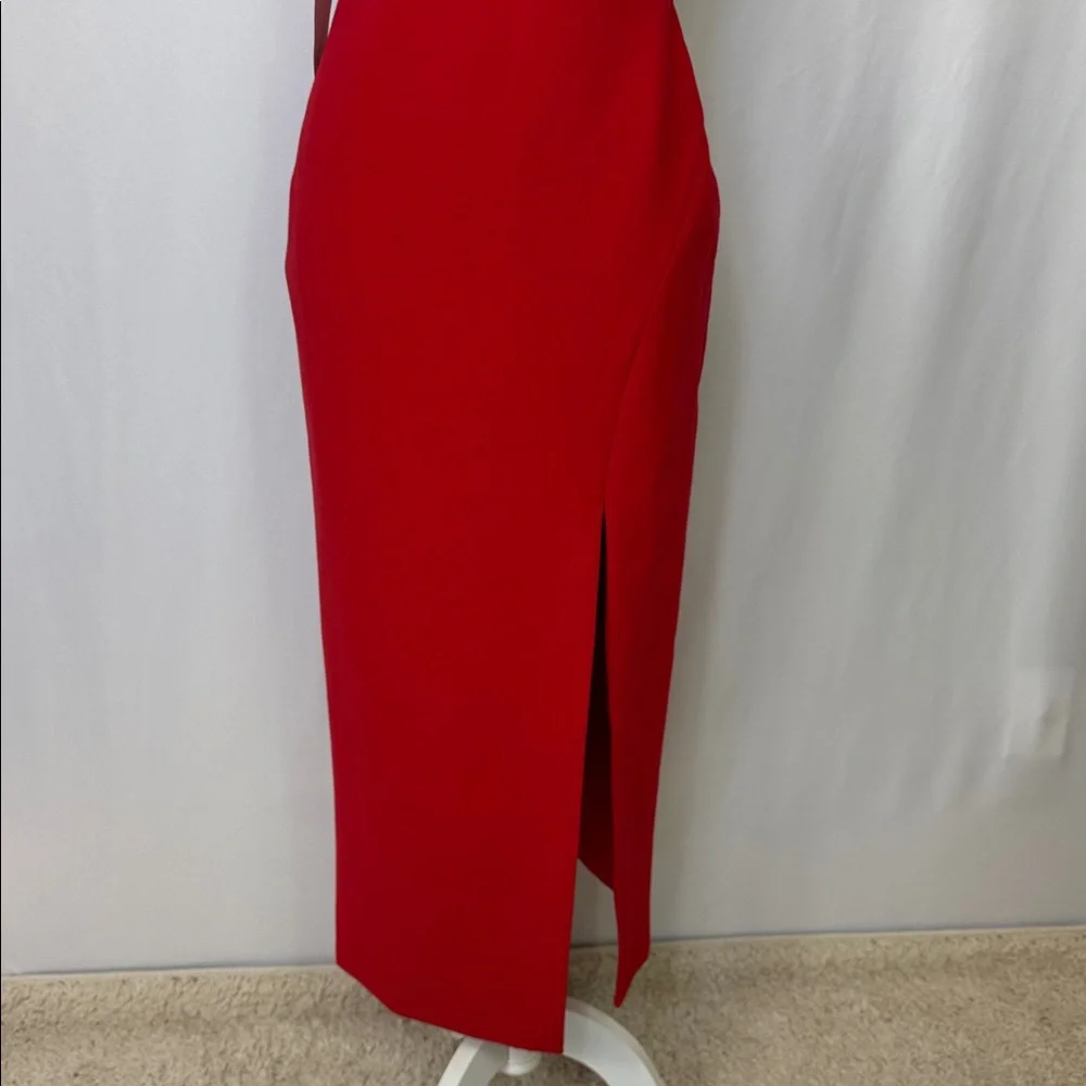 Likely Valerie‎ Strapless Bow Back Dress Size 6 Red Midi Slit NWT